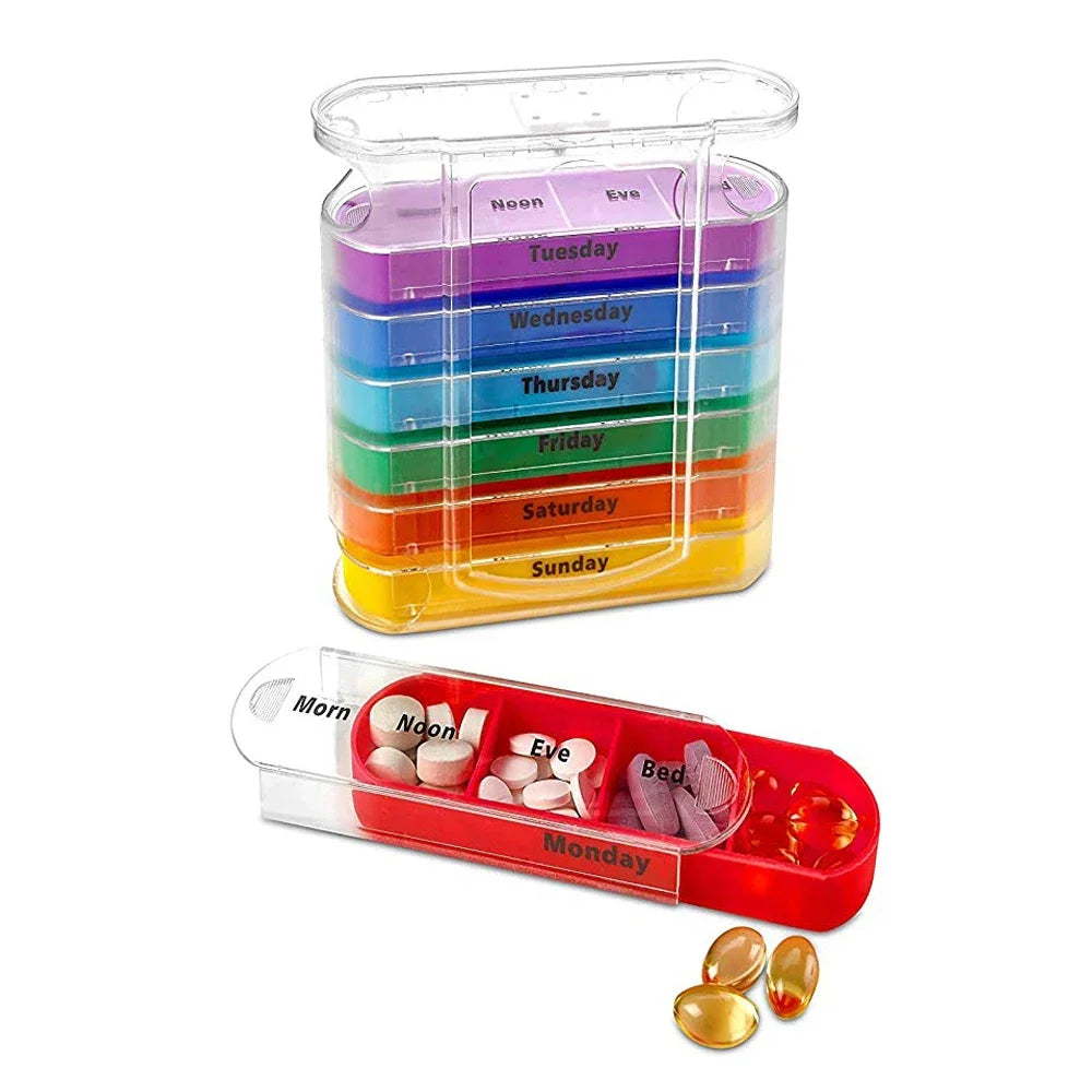 Avtoit | VitalEase Pillbox | 7 Day Organizer | Colorful Modules | BPA-free
