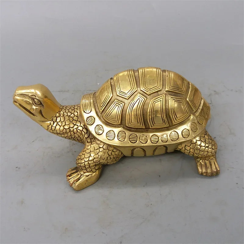 Avtoit | Brass Feng Shui Turtle Statue Lucky Animal Sculpture for Longevity Home Office Decoration Figurine Gift Study Ornament