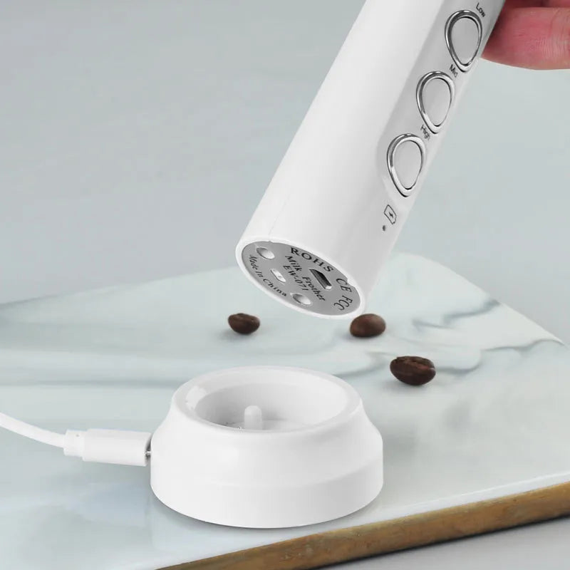 Avtoit | 3 In 1 Electric Milk Frother Rechargeable Milk Frother Handheld Frothing Device High Speeds Milk Frother Drink Mixer Coffee