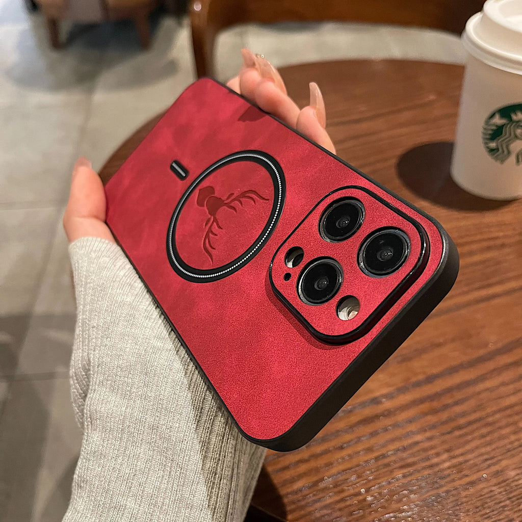 Avtoit | Luxury Deer Leather Apple iPhone Case | Magnetic Phone Case, Wireless Case, MagSafe, Wireless Charging, Protective Case, Cover for iPhone 15, 14, 13 Pro Max Plus