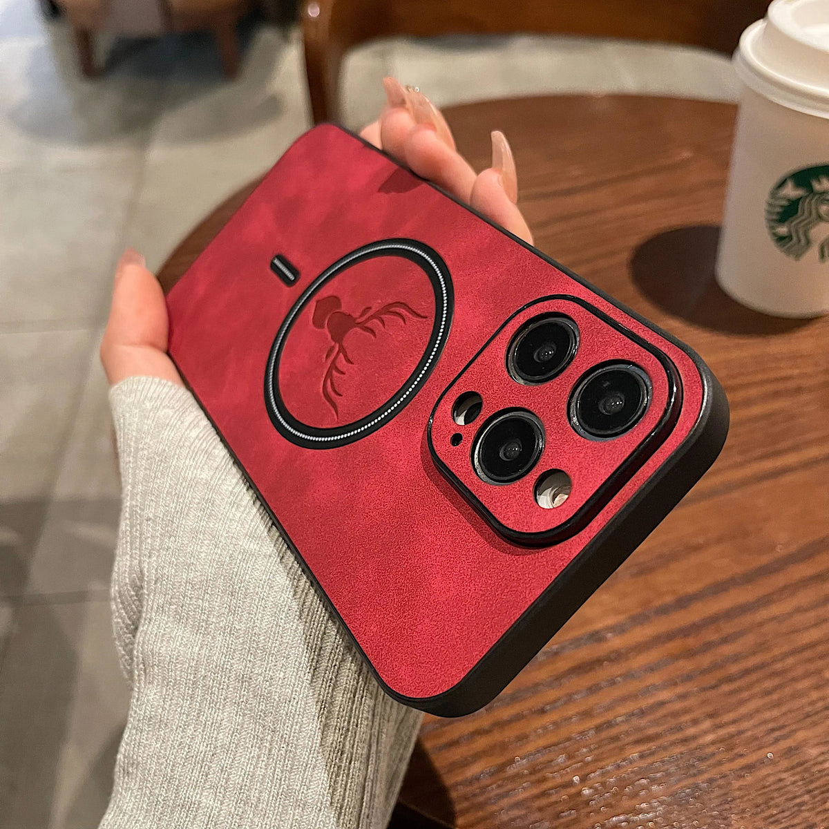 Avtoit | Luxury Deer Leather Apple iPhone Case | Magnetic Phone Case, Wireless Case, MagSafe, Wireless Charging, Protective Case, Cover for iPhone 15, 14, 13 Pro Max Plus