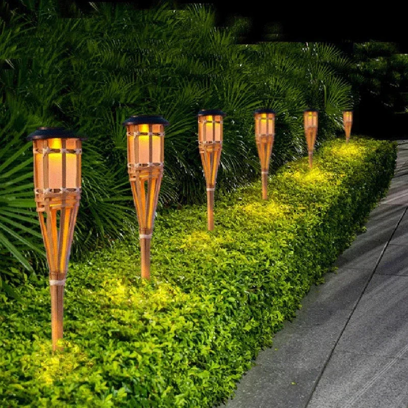 Avtoit | Solar Torch 5-piece Set | Flame Look LED Garden Lights | Solar Powered | Decorative Light for Outdoor