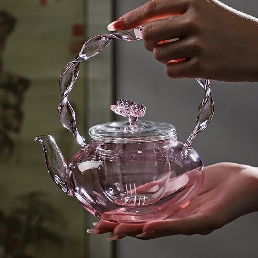 Avtoit | Floral Lid Design Tea Infuser Glass Teapot