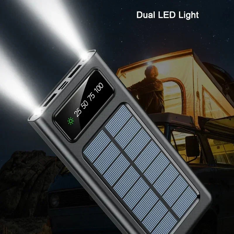 Avtoit | PowerCharge Solar Power Bank | 4-in-1 cable system | Fast charging & LED flashlight