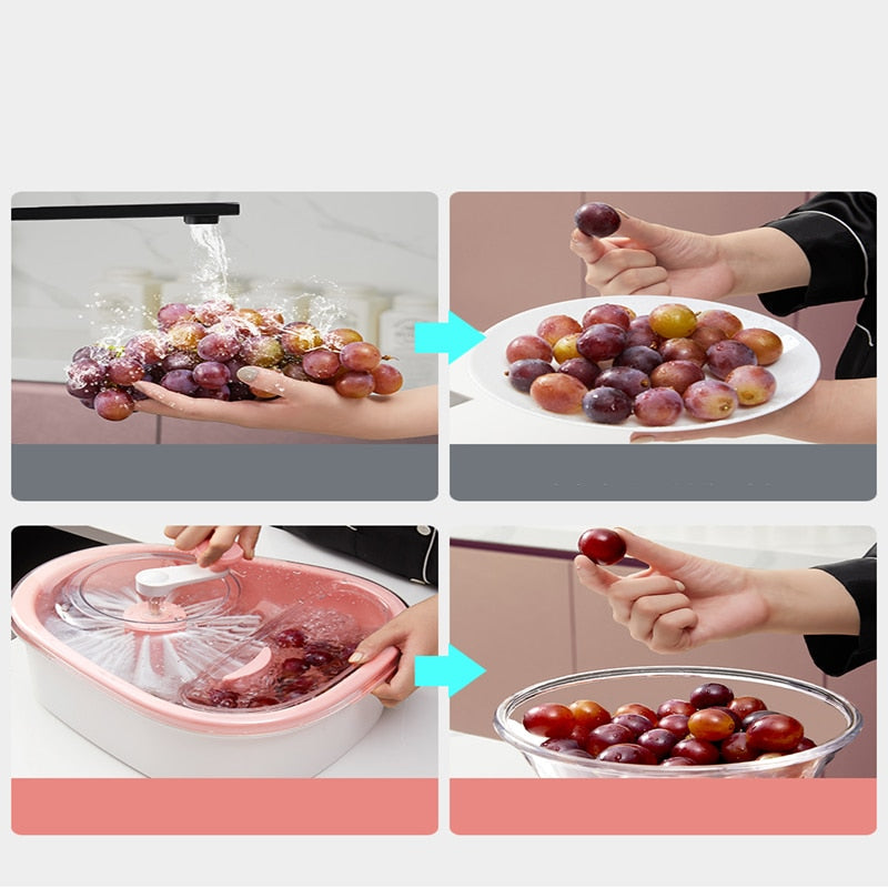 Fruit and Vegetable Washing Basket with Manual Drain
