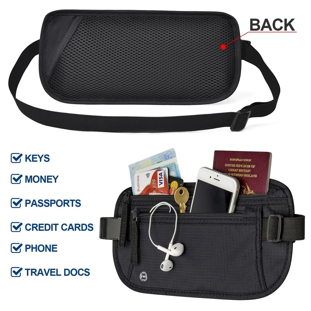 Avtoit | SafeGuard Waist Bag | RFID Protection | Adjustable & Compact for Travel