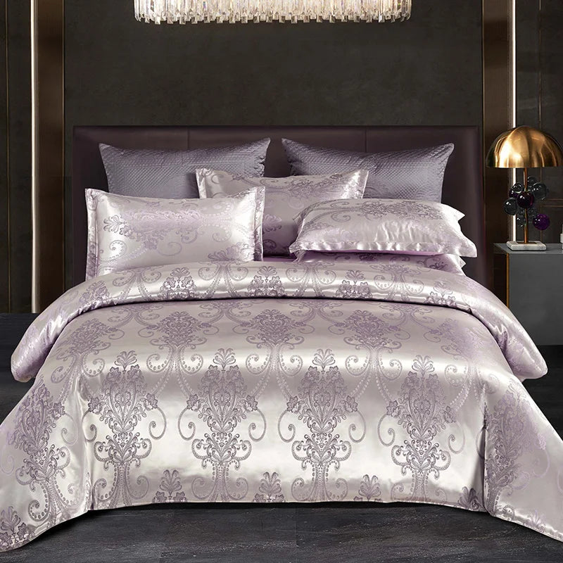 Avtoit | Satin Rayon Jacquard Duvet Cover Set 264x229cm – Luxury Summer Bedding for Comfortable Sleep & Home Décor