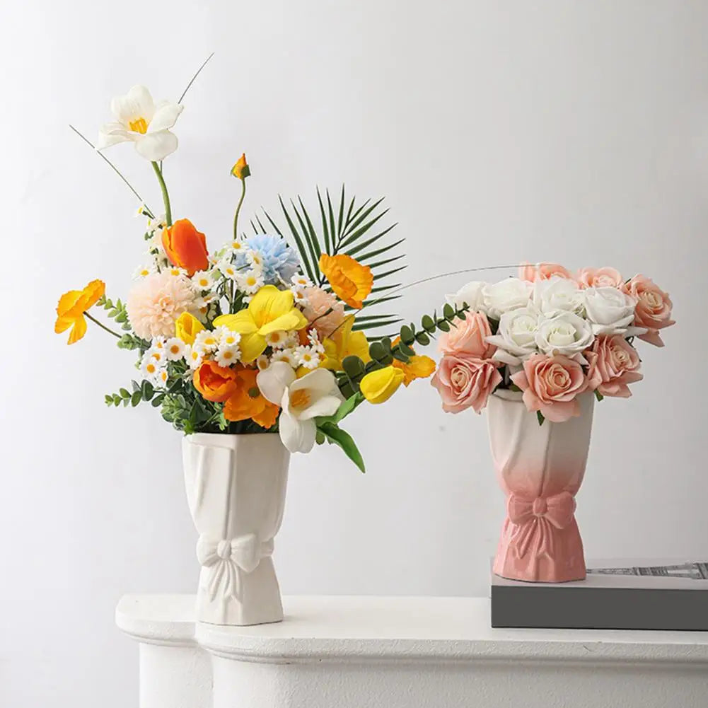 Avtoit | Ribbon Bow Ceramic Tabletop Flower Vase