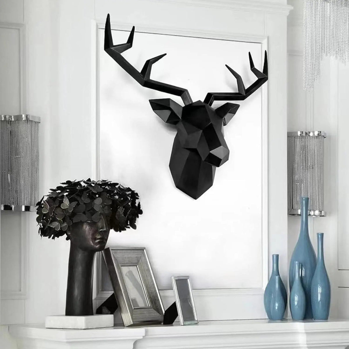 Avtoit | 3D-Deer Head Sculpture, geometric resin, animal deer head wall decoration, modern home decor, luxurious decorative wall decor