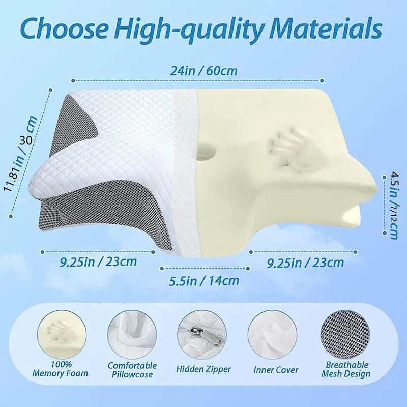Avtoit | Memory Foam Cervical Pillow | Ergonomic 2-in-1 Design for Neck Pain Relief & Comfortable Sleep