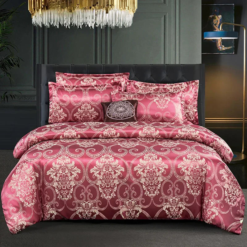 Avtoit | Satin Rayon Jacquard Duvet Cover Set 264x229cm – Luxury Summer Bedding for Comfortable Sleep & Home Décor