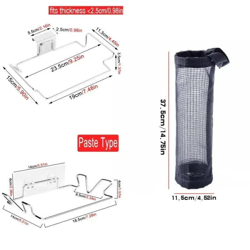Avtoit | ClipBin Waste Holder | Stainless Steel Clip for Garbage Bags | No Drilling | For Kitchen & Bathroom