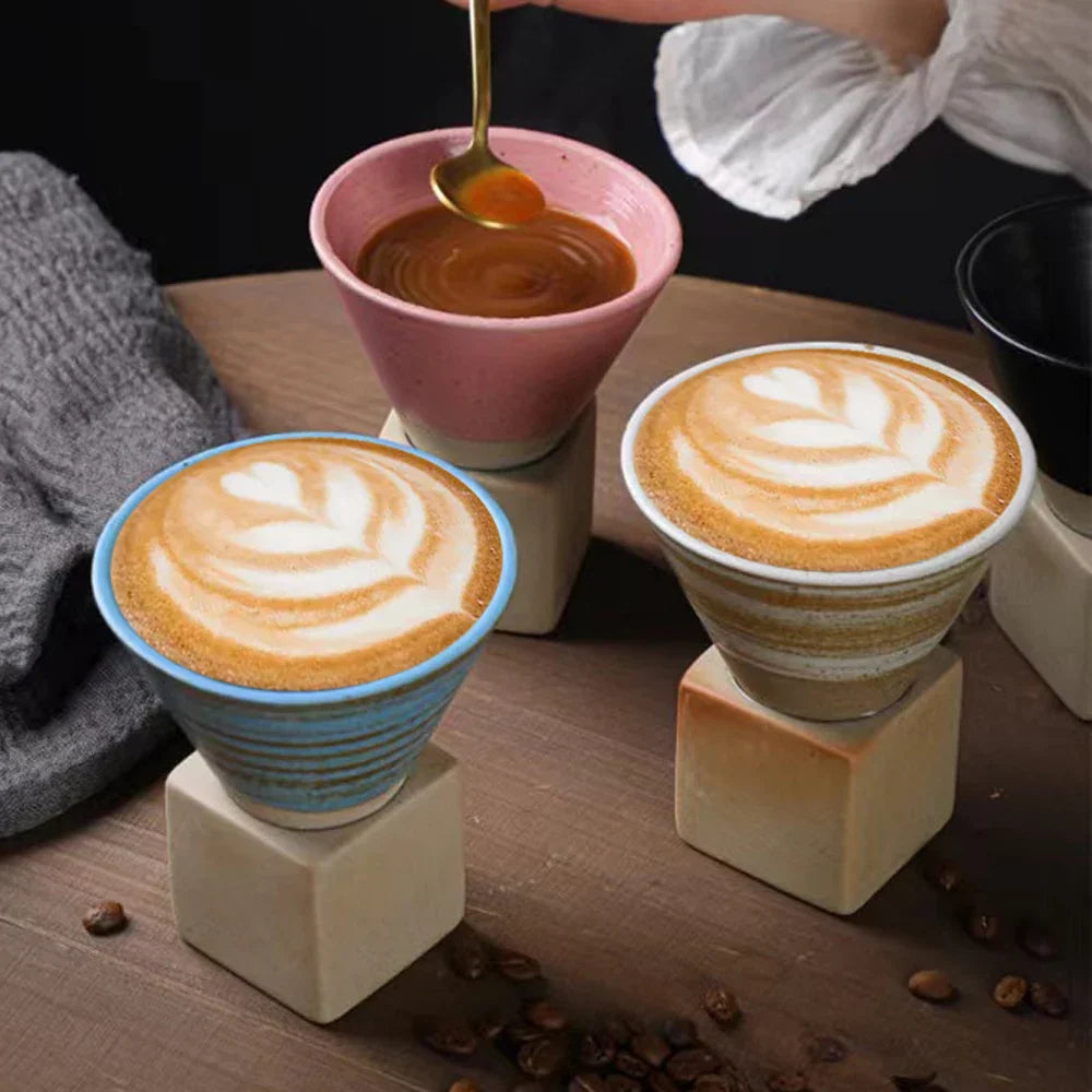 Avtoit | Japanese coffee cup with saucer, 1 piece, retro ceramic tea cup, mug, latte, espresso, pull0, flower cappuccino, new ceramic cup, 100 ml/3.5 oz