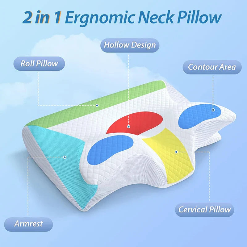 Avtoit | Memory Foam Cervical Pillow | Ergonomic 2-in-1 Design for Neck Pain Relief & Comfortable Sleep