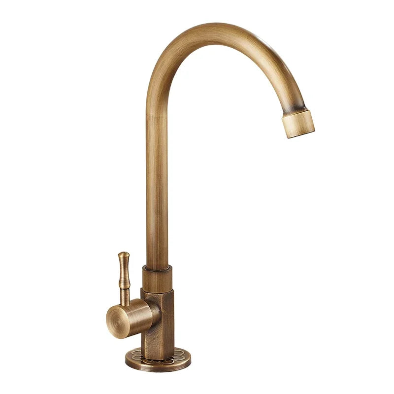 Avtoit | Elegant Swan Neck Kitchen Faucets made of Antique Brass