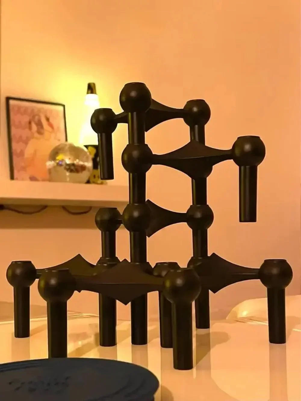 Avtoit | Modern Molecular Metal Candle Holder – Nordic-Style Silver Candle Stand for Elegant Home Decor