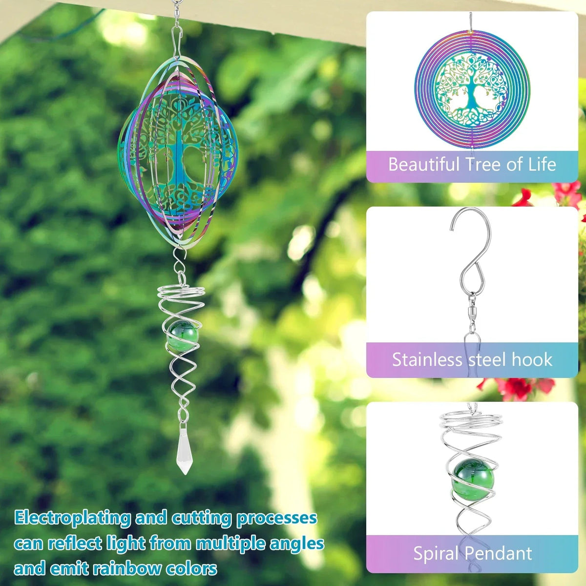 Avtoit | Stainless Steel Spiral Tail Outdoor 3D Wind Spinners