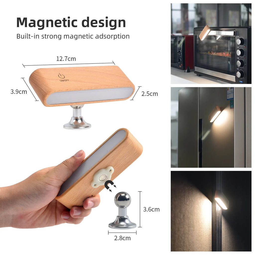 Avtoit | Rotatable Magnetic Wooden Rechargeable LED Night Lamp