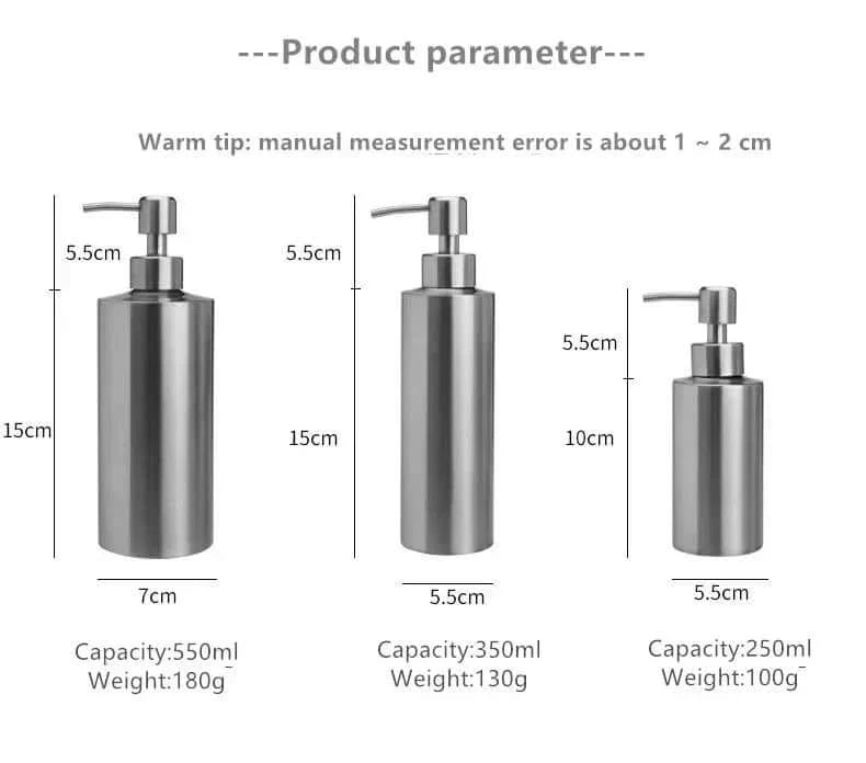 Avtoit | Elegant Stainless Steel Hand Pump Soap Dispenser 250ml/350ml/550ml