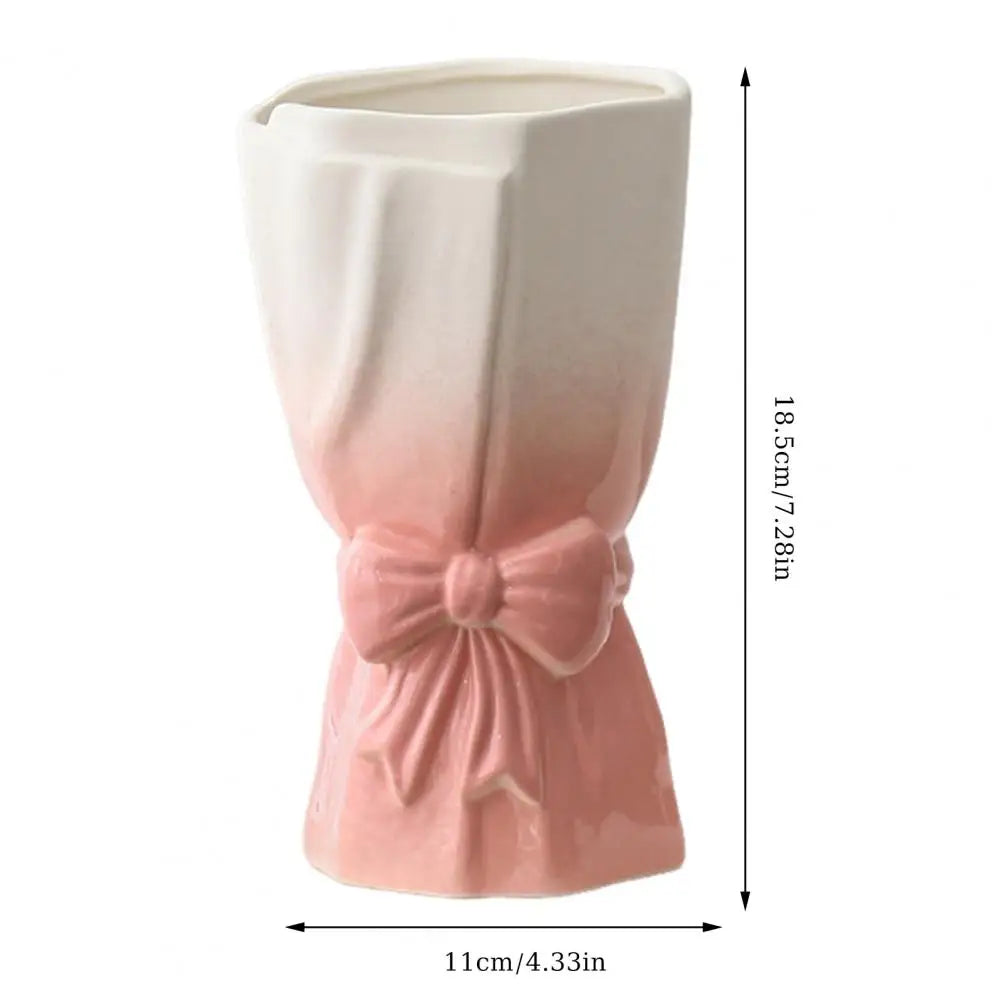 Avtoit | Ribbon Bow Ceramic Tabletop Flower Vase