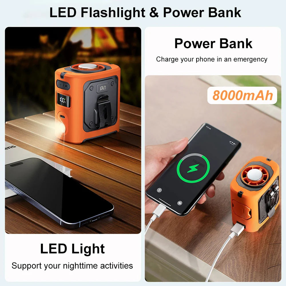 Avtoit | 8000mAh Portable Cooling Waist Fan with Power Bank & LED Light – FrostBreeze