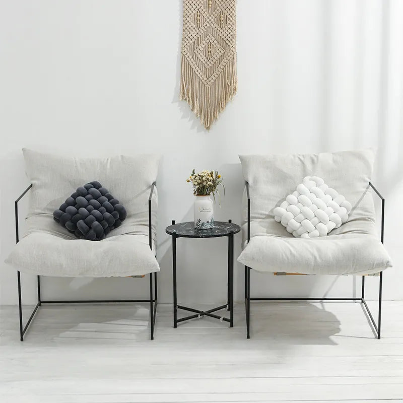 Avtoit | Living Room Soft Plush Knot Pillow Sofa Pillow Solid Color Square Handwoven Home Throw Pillow Square Woven Seat Cushion Pillow