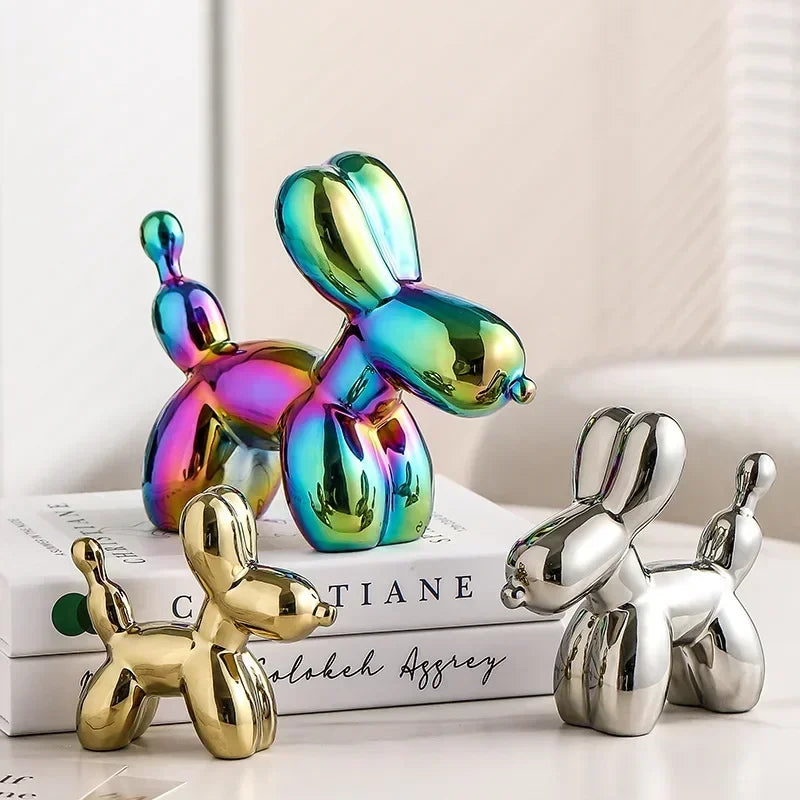 Avtoit | Nordic Ceramic Balloon Dog Sculpture Gold Animal Decorations Statue Living Room Ornaments Creative Desktop Ornament Home Decor