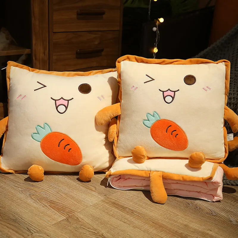 Avtoit | Playful Cartoon Toast Foldable Travel Pillow Blanket