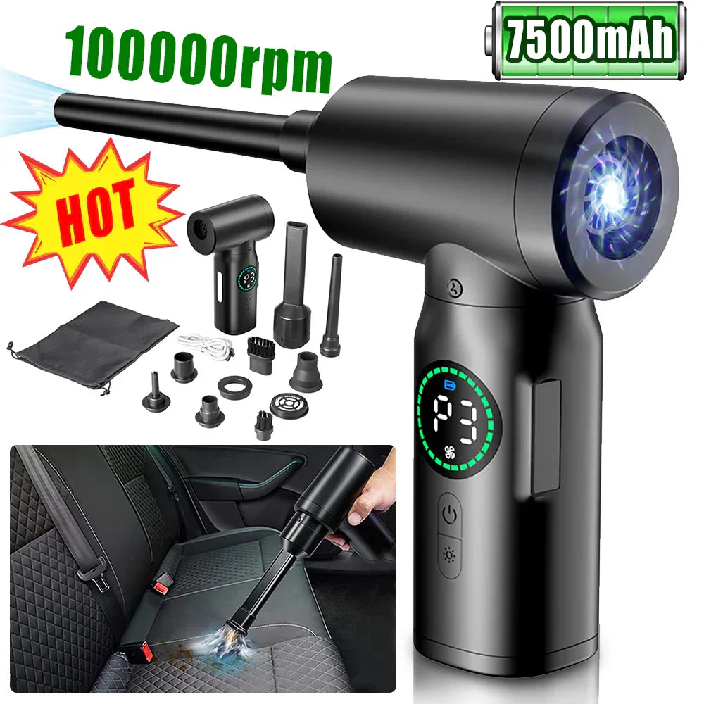 Avtoit | 2-in-1 Portable Vacuum Cleaner and Blower with Compressed Air and LED Light (7500mAh)