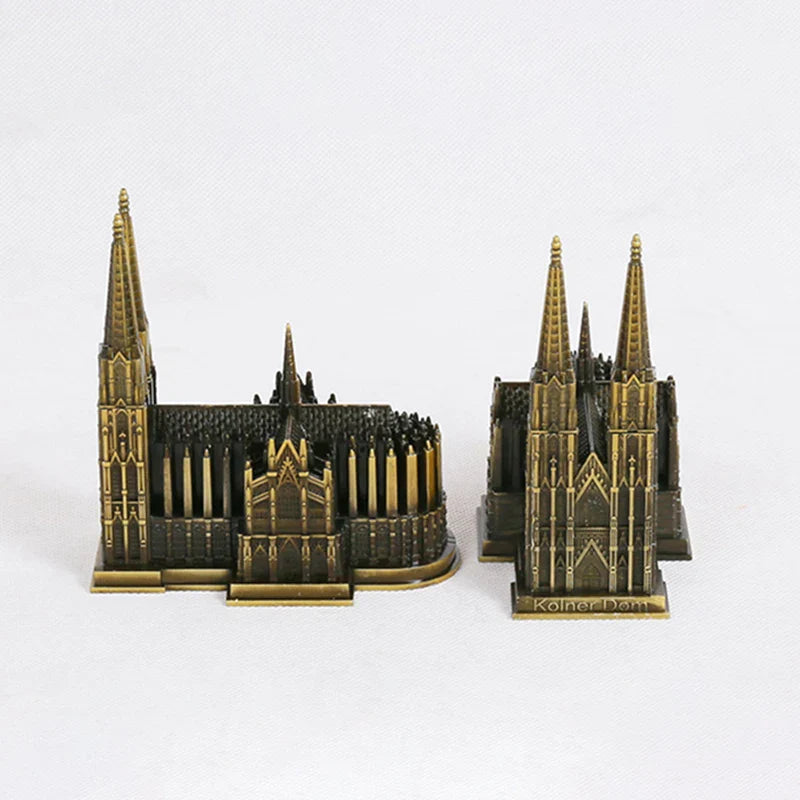 Avtoit | Cologne Cathedral Model Metal Antique Bronze Germany Cologne Cathedral Building Figurine World Famous Landmark Architecture Decoration