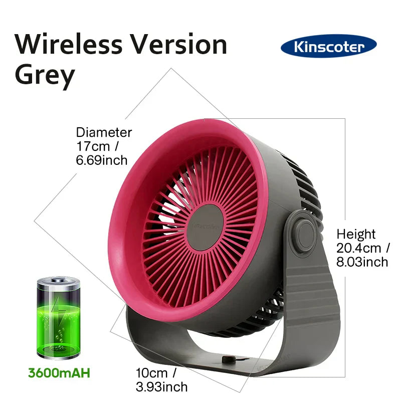 Avtoit | Brisano Mini Fan | 3600 mAh Battery | 4 Levels & USB | Compact & BPA-free