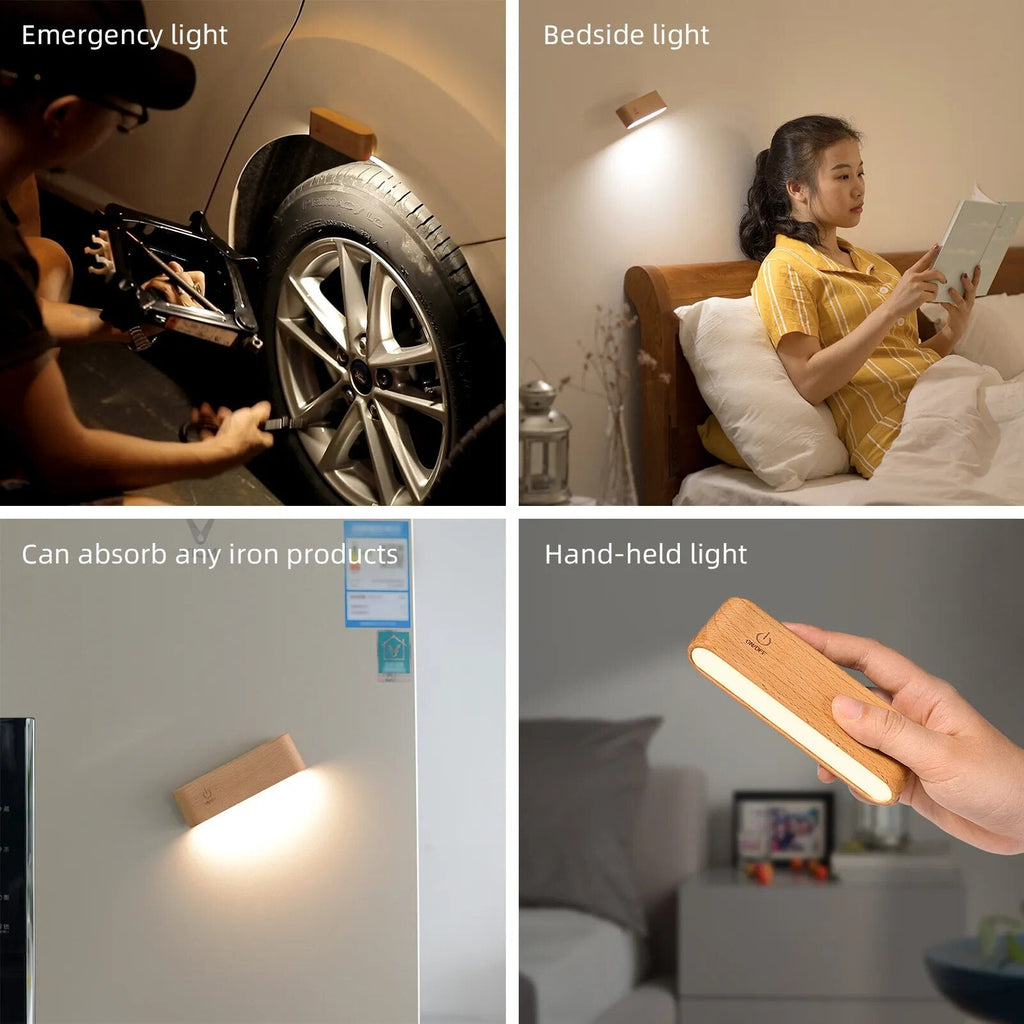 Avtoit | Rotatable Magnetic Wooden Rechargeable LED Night Lamp