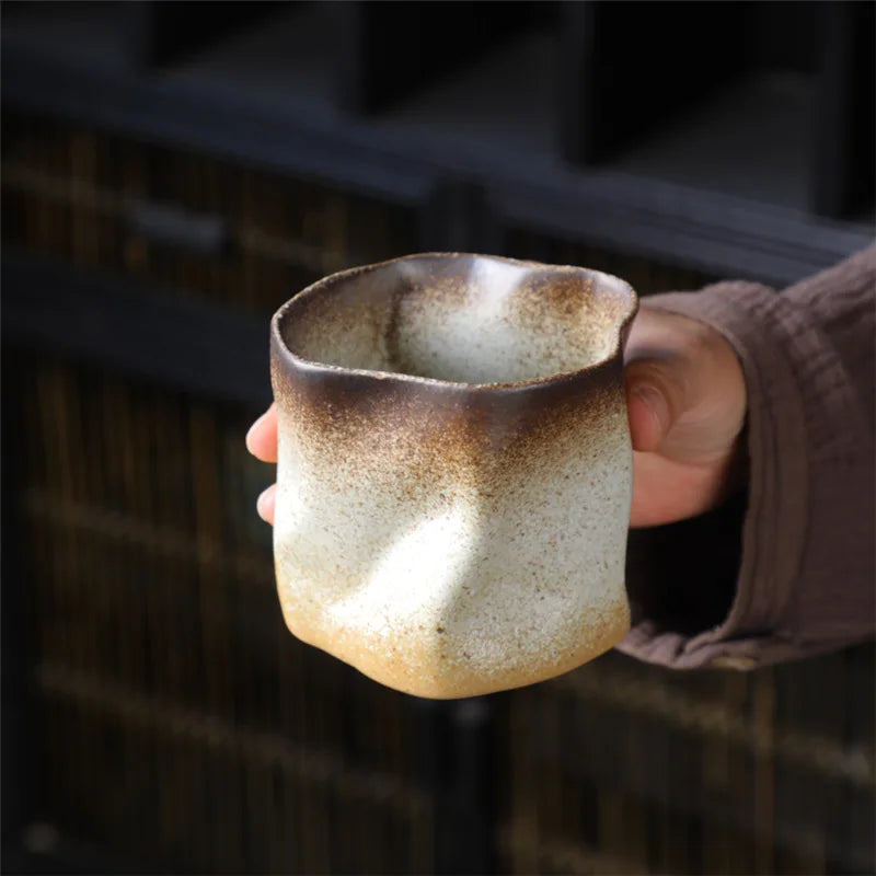 Avtoit | Irregular twisted shape cup 9.47 ounces/280 ml ceramic coffee tea cup without handle polychromatic creative ceramic mugs coffee mugs retro