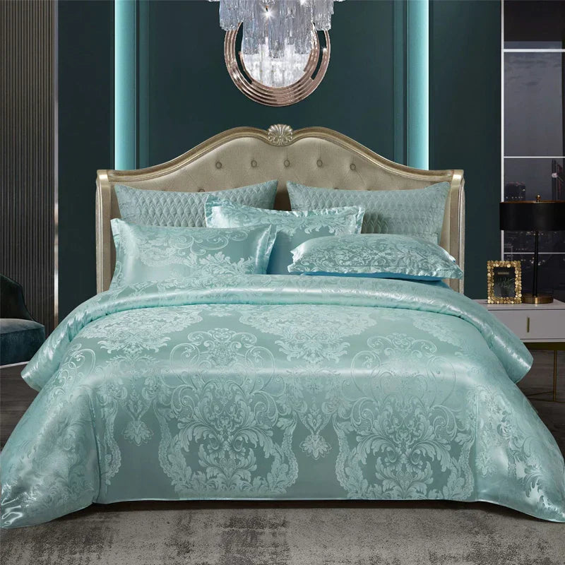 Avtoit | Satin Rayon Jacquard Duvet Cover Set 264x229cm – Luxury Summer Bedding for Comfortable Sleep & Home Décor