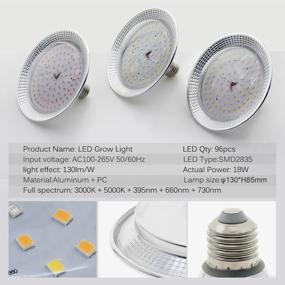 Avtoit | Solura Plant Lamp | E27 LED 18W | Full Spectrum Daylight | For Houseplants & Greenhouse