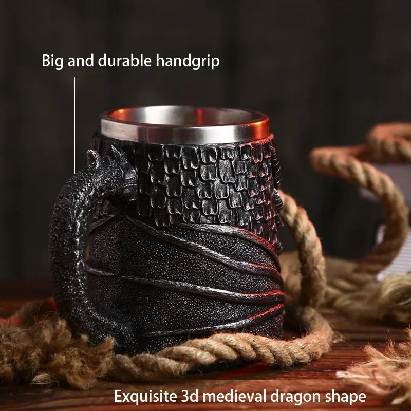 Avtoit | Medieval Dragon Resin Stainless Steel Mug as Coffee Mug or Tea Mug
