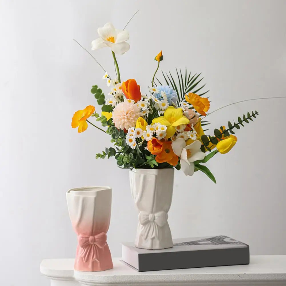 Avtoit | Ribbon Bow Ceramic Tabletop Flower Vase