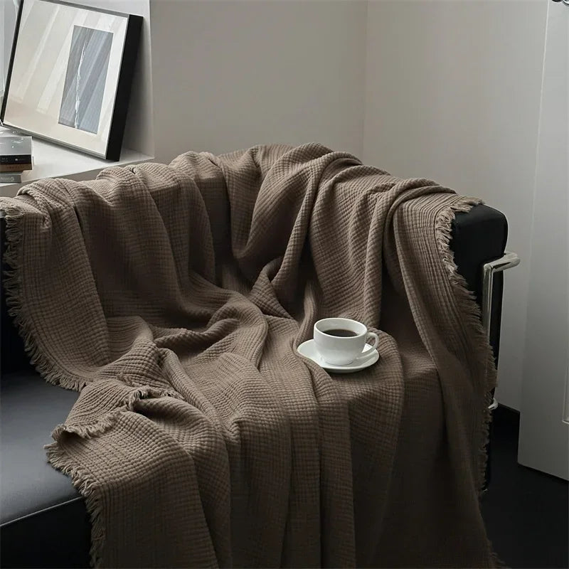 Avtoit | Solid color cotton sofa blanket