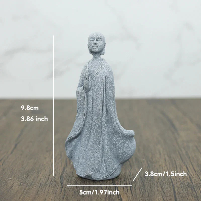 Avtoit | Buddha Stone Statue Small Buddhist Monks Tibetan Buddhism Figures Zen Garden Ornament Meditation Home Aquarium Decoration