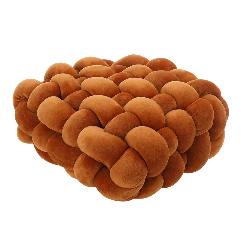 Avtoit | Living Room Soft Plush Knot Pillow Sofa Pillow Solid Color Square Handwoven Home Throw Pillow Square Woven Seat Cushion Pillow