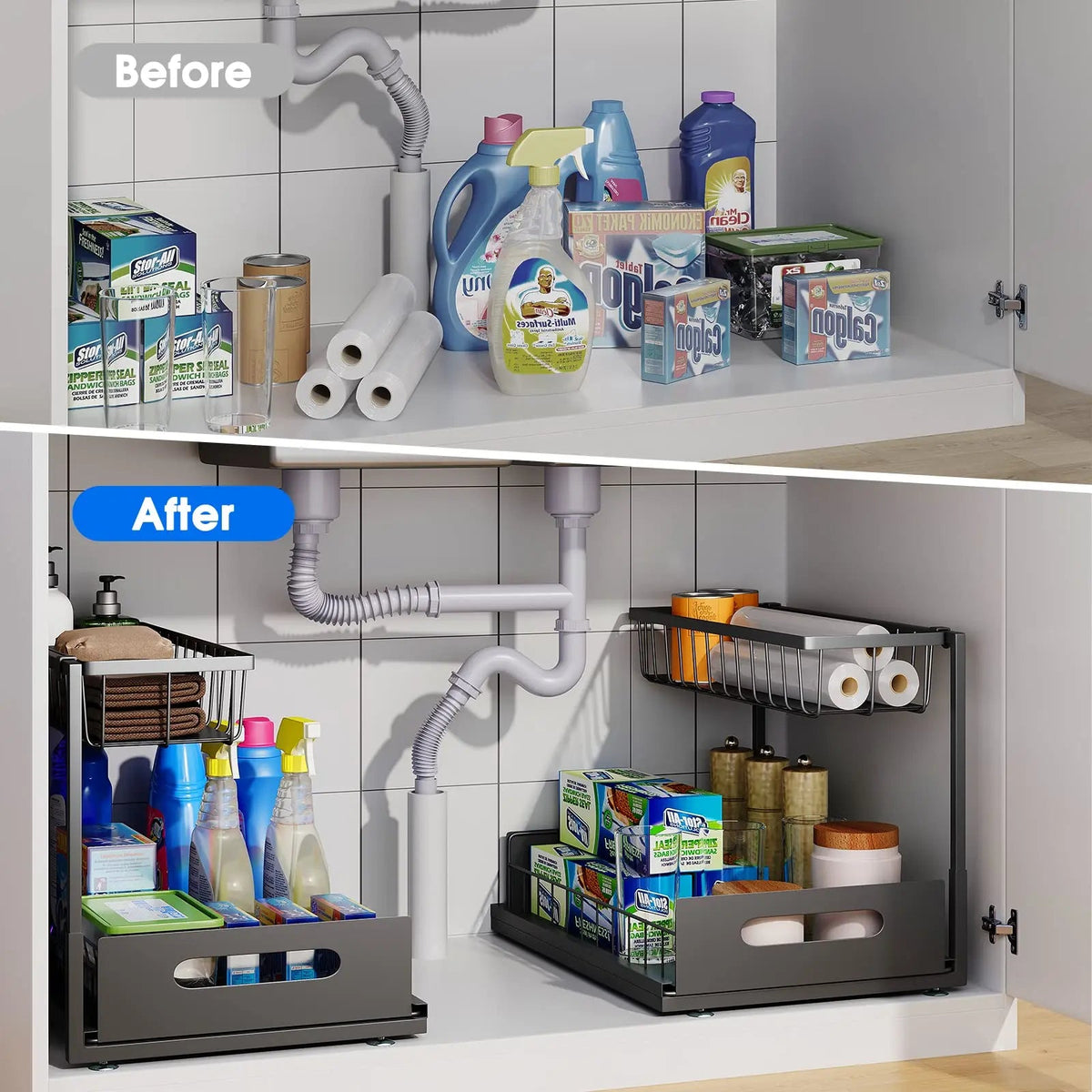 Avtoit | 2-Tier Under Sink Sliding Cabinet Organiser – Arlo