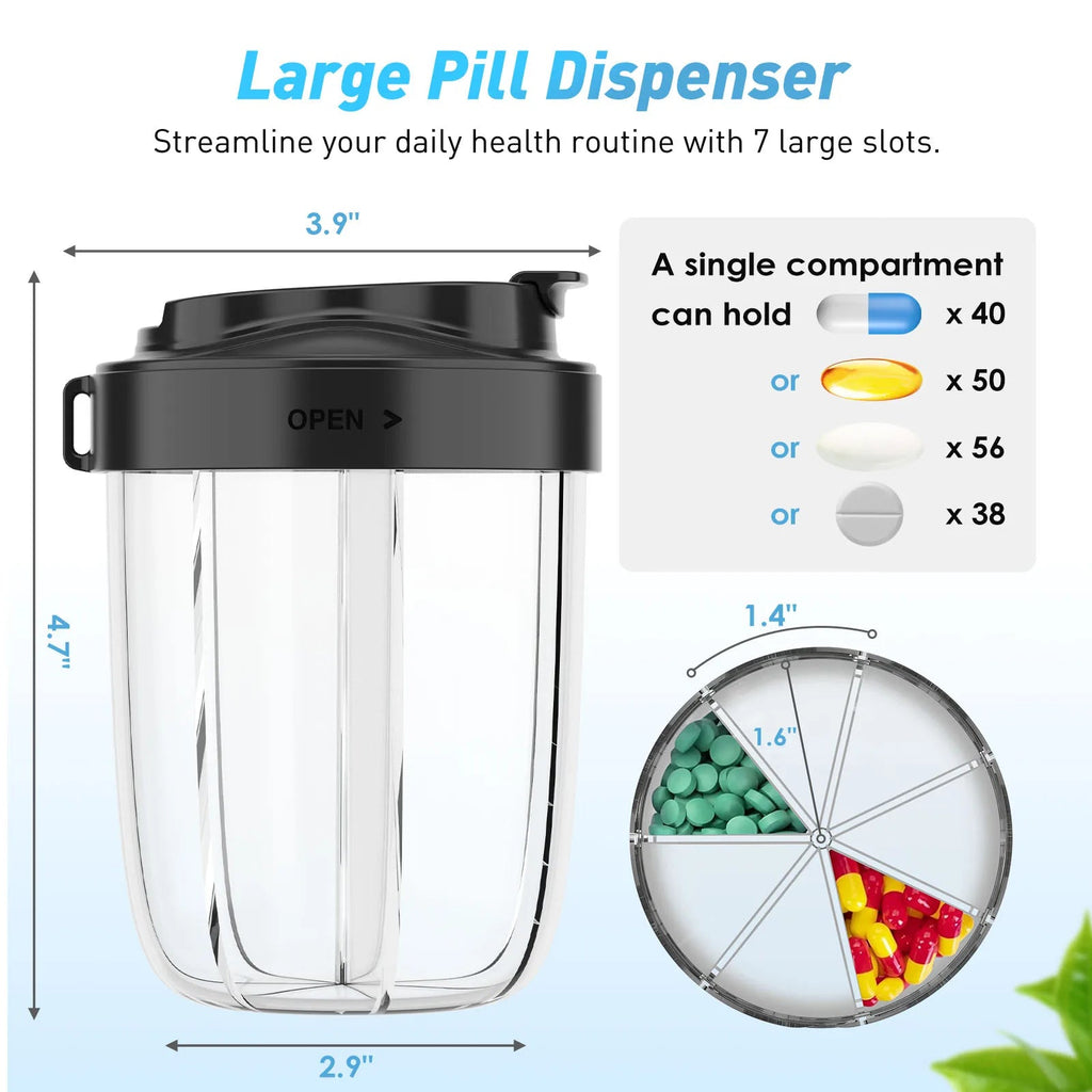 Avtoit | Pilliora Travel Pill Box | BPA-free & Hygienic | Anti-Mix System | With Carrying Loop