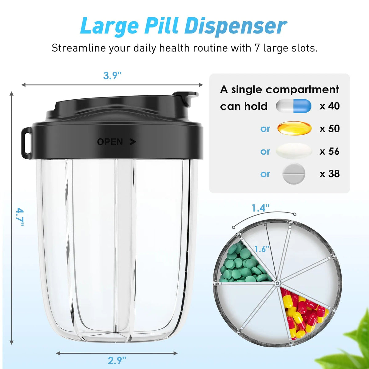 Avtoit | Pilliora Travel Pill Box | BPA-free & Hygienic | Anti-Mix System | With Carrying Loop