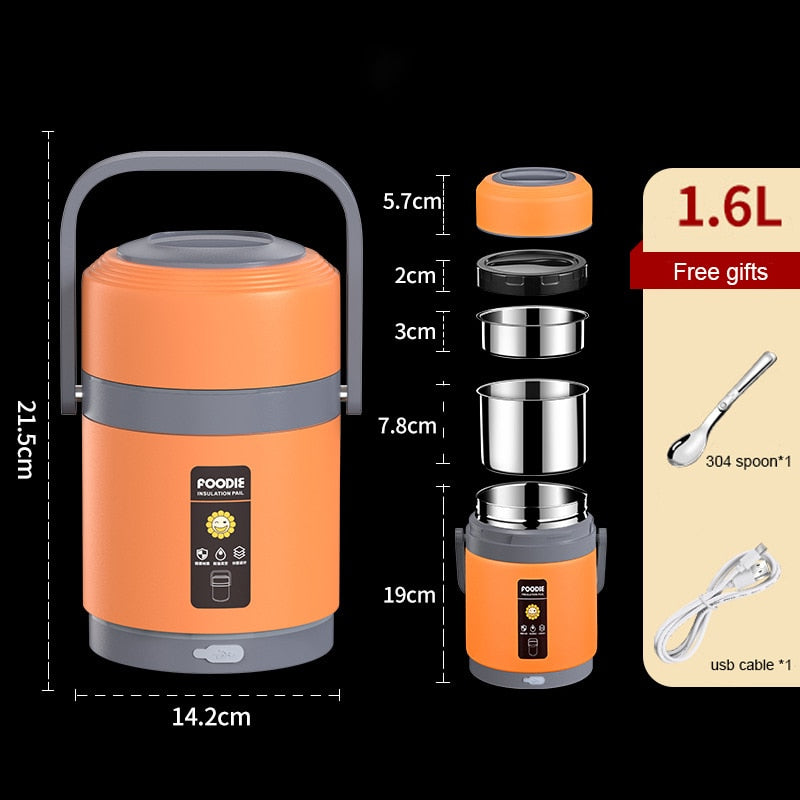 Avtoit | USB Heated Lunch Box | 304 Stainless Steel, Portable Food Warmer