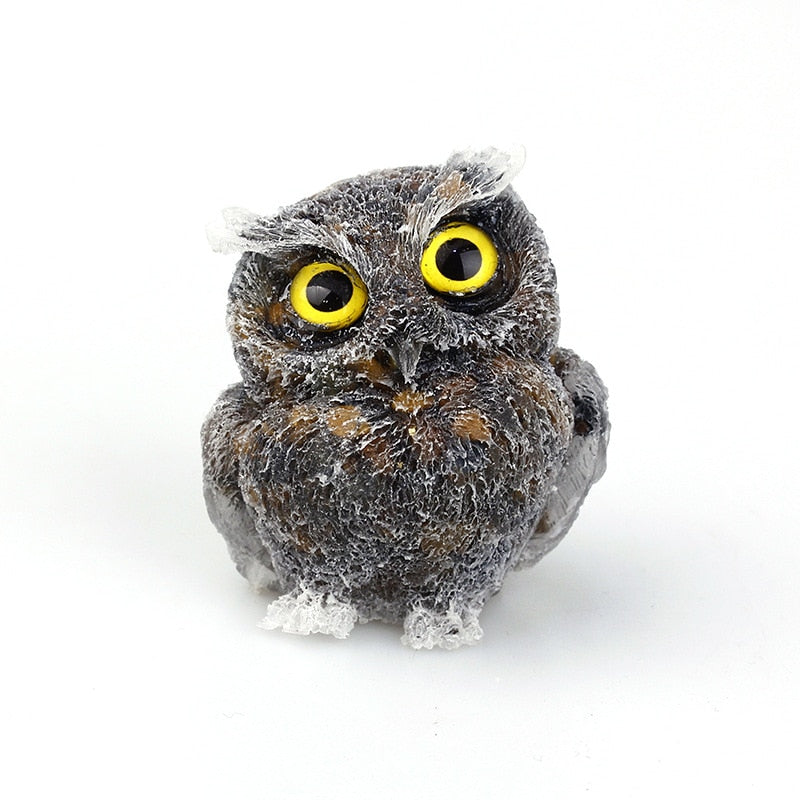 Avtoit | Natural Crystal Owl Figurine: Handmade Collector's Item