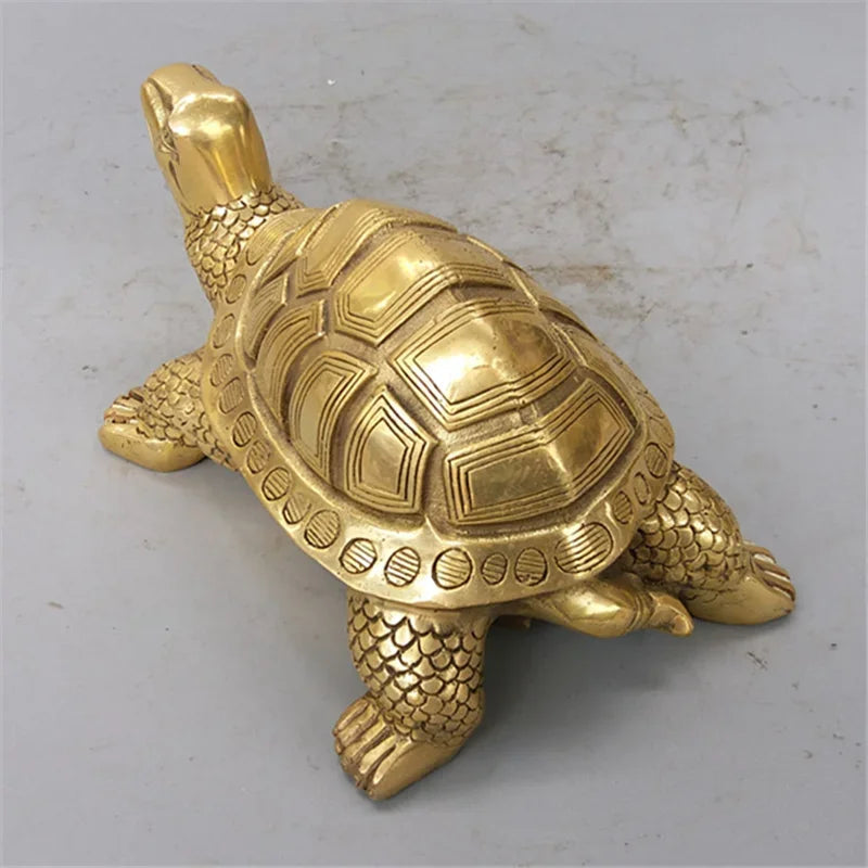 Avtoit | Brass Feng Shui Turtle Statue Lucky Animal Sculpture for Longevity Home Office Decoration Figurine Gift Study Ornament