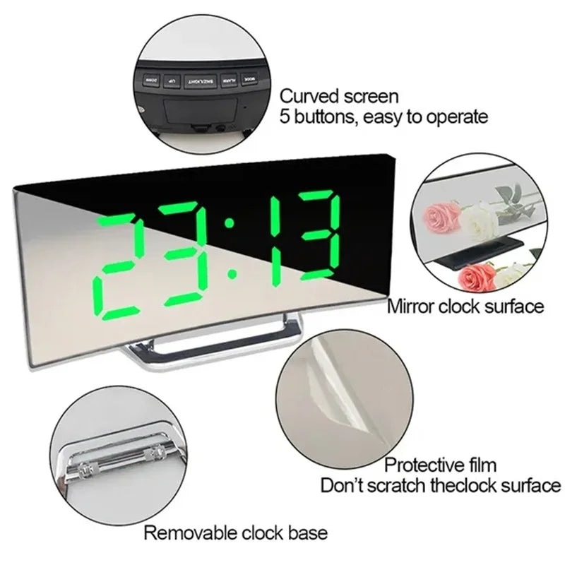 Avtoit | LED curved screen digital alarm clock with USB charging