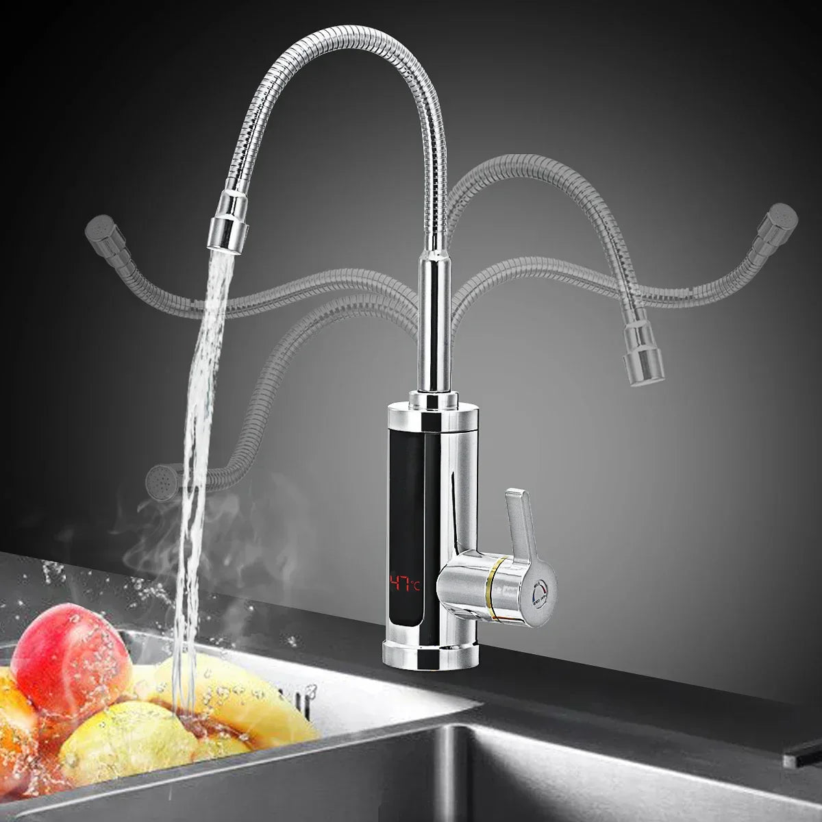 Electric Kitchen Faucet with Instant Hot Water, 3000W, 30-60°C