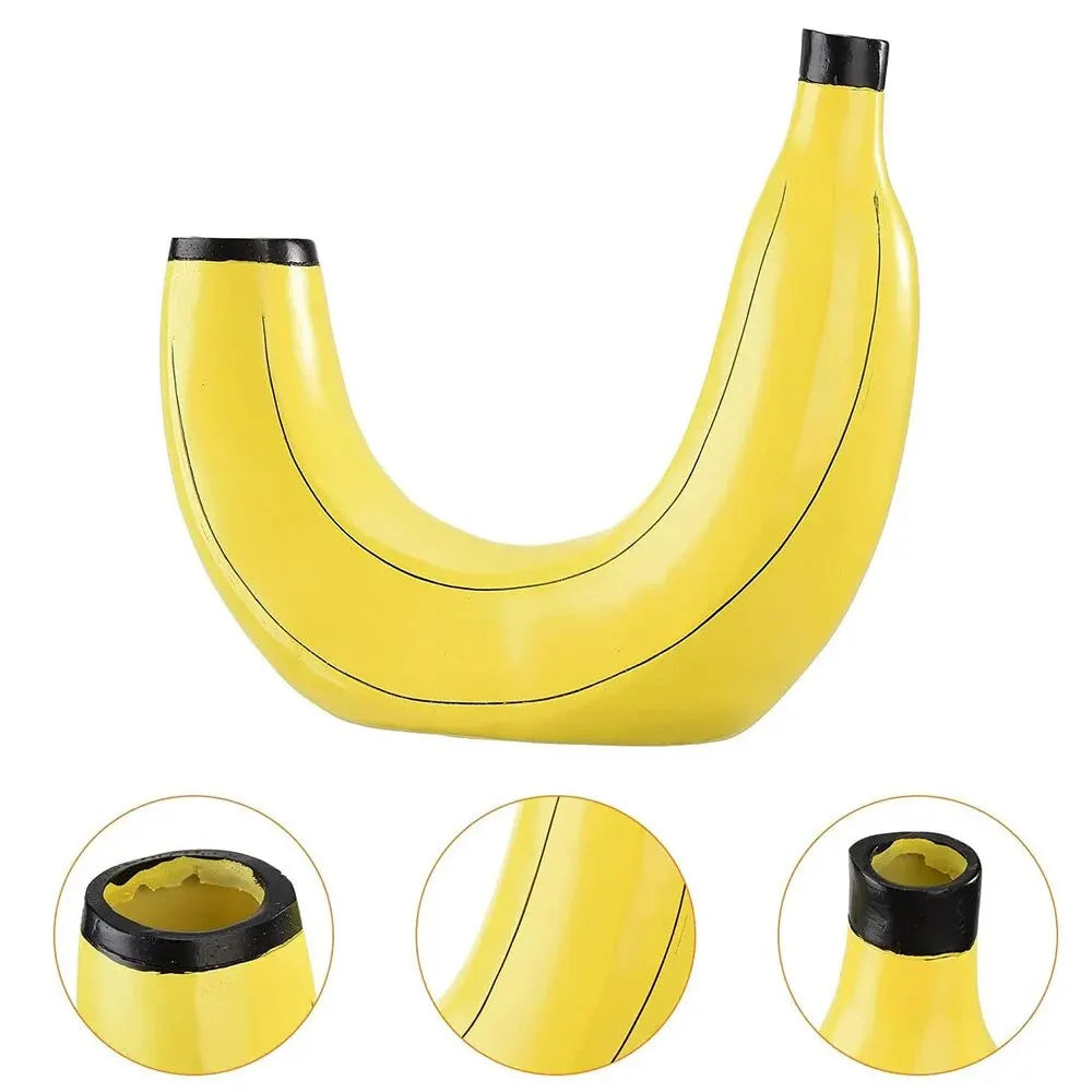 Avtoit | Banana vase, flower vase made of resin, cute banana shape, decorative tabletop vase for flower arrangements, living room, bedroom, home decoration