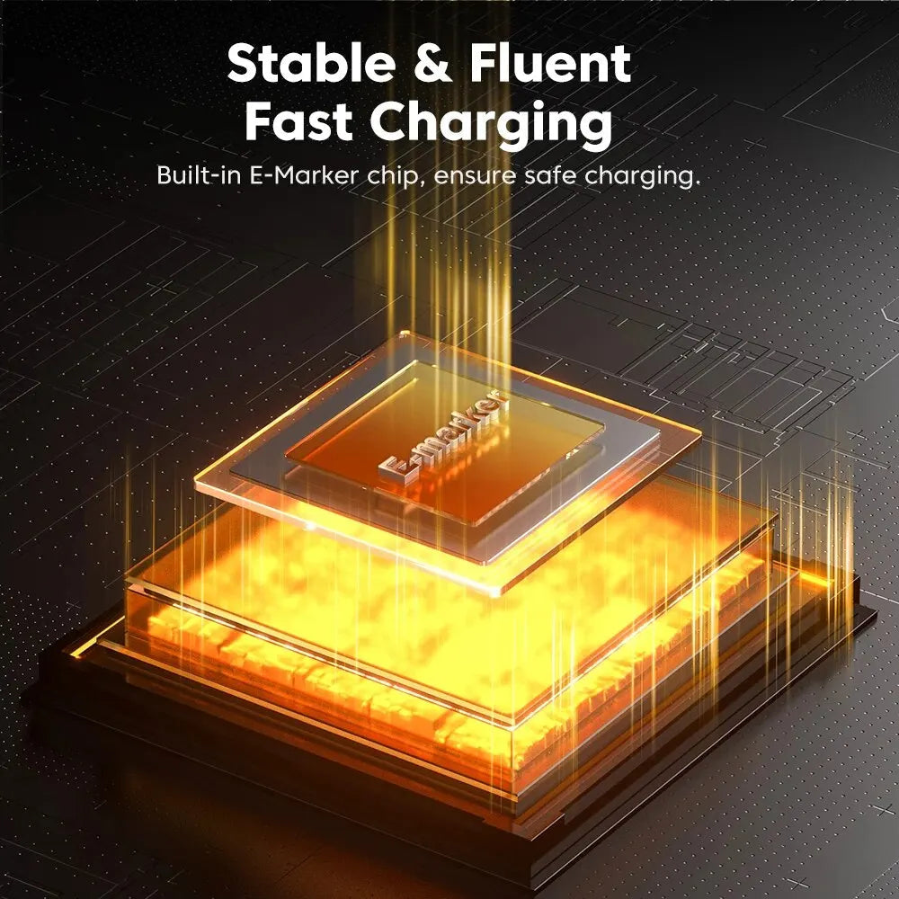 Avtoit | PowerLinx USB-C Cable | 100W Fast Charging | Spiral Cable with LED | 1.8m Stretchable & Durable